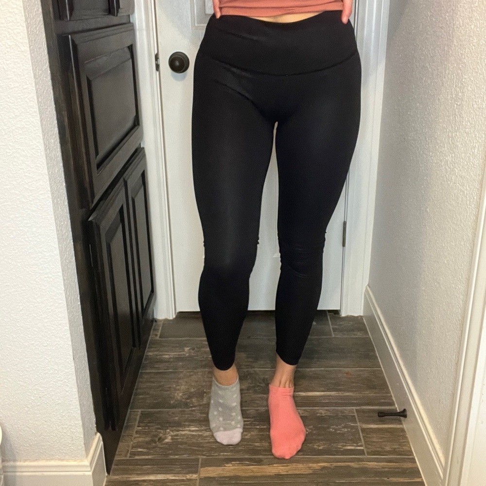 Lululemon black metallic leggings.